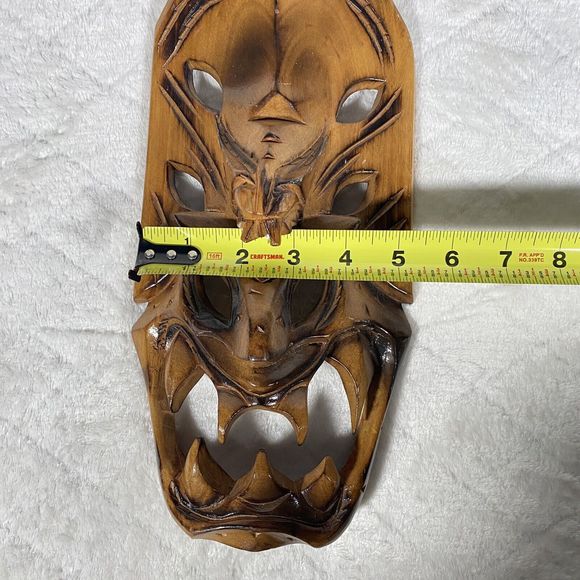 Vintage Filipino Bakunawa Dragon Mask Hand Carved Wood Tiki Tribal Mask 12" - Picture 10 of 10
